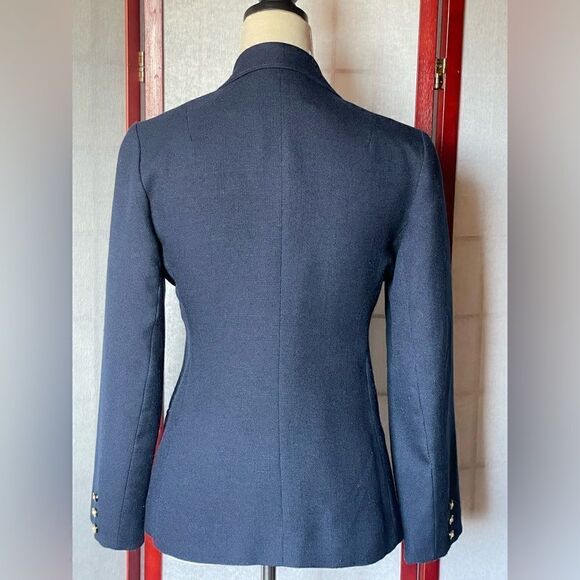 Vintage Wool Larry Levine Women’s Blue Blazer w/Floral & Pearl Buttons (Size: XS - Picture 12 of 13